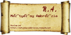 Mátyásy Ambrózia névjegykártya